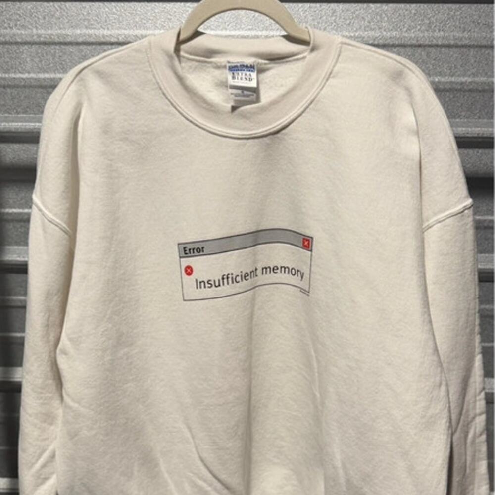 Y2K Computer error graphic sweatshirt “insufficient memory”